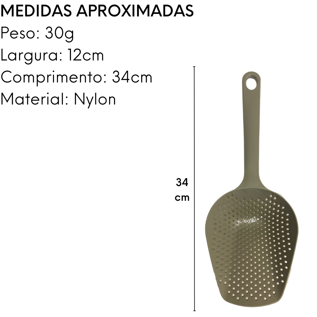 Colher Vazada Grande De Nylon 34cm KeHome