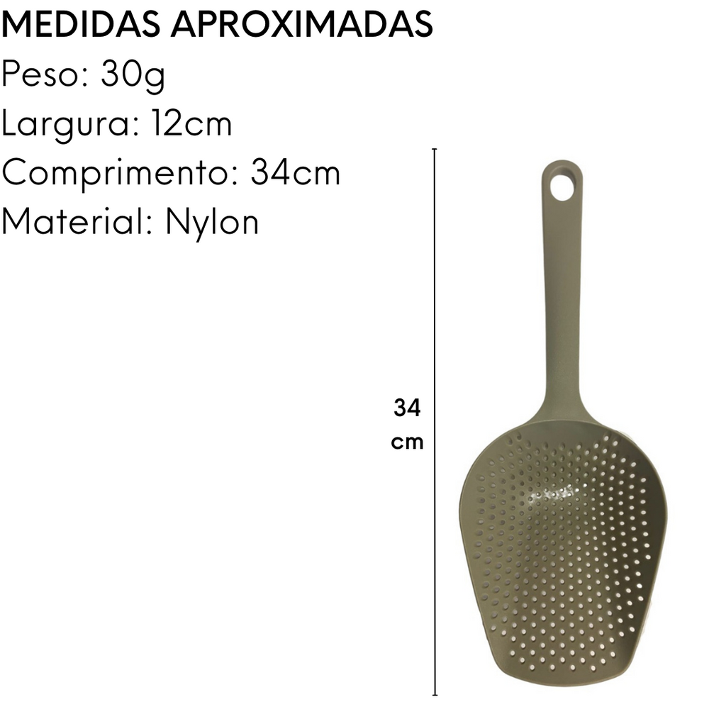 Colher Vazada Grande De Nylon 34cm KeHome