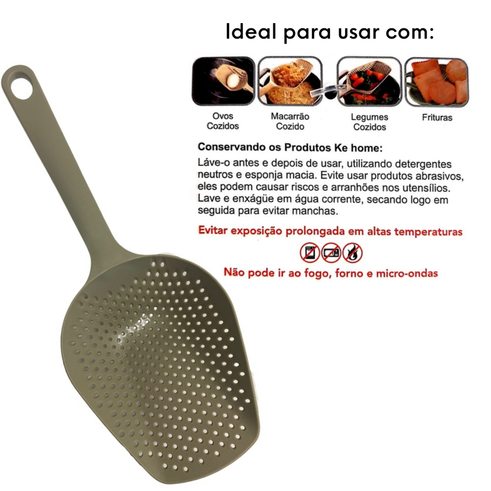 Colher Vazada Grande De Nylon 34cm KeHome