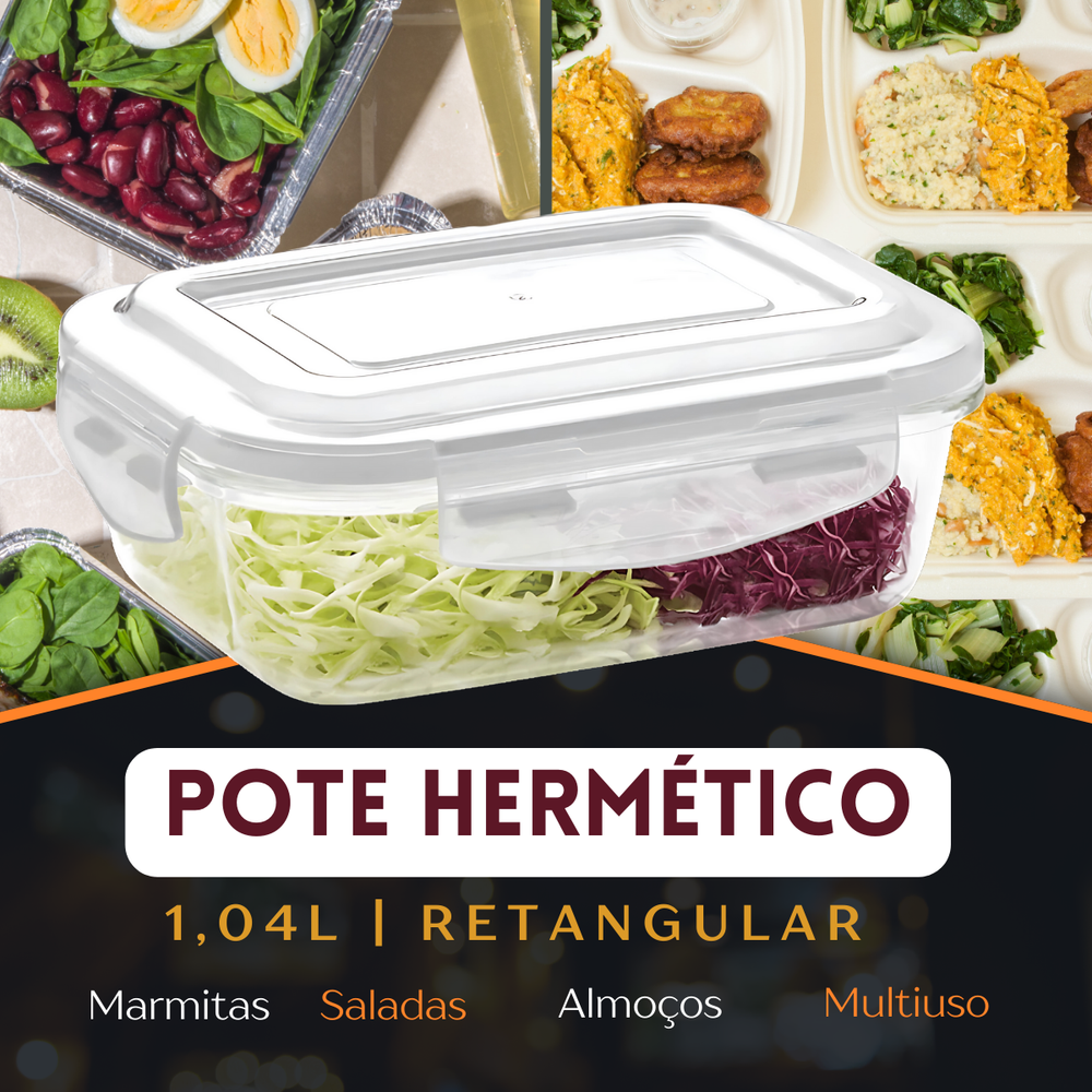 Pote Hermético Retangular Com Divisória - A Gourmet