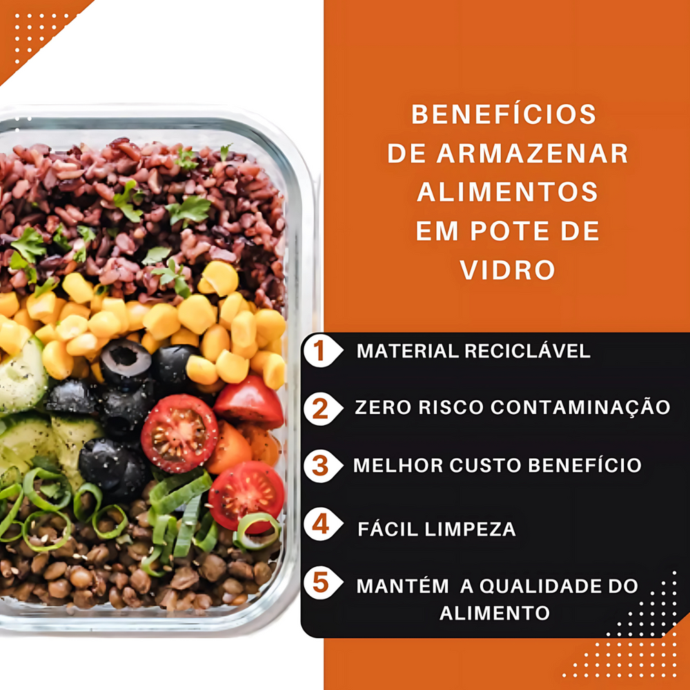 Pote Hermético Retangular Com Divisória - A Gourmet