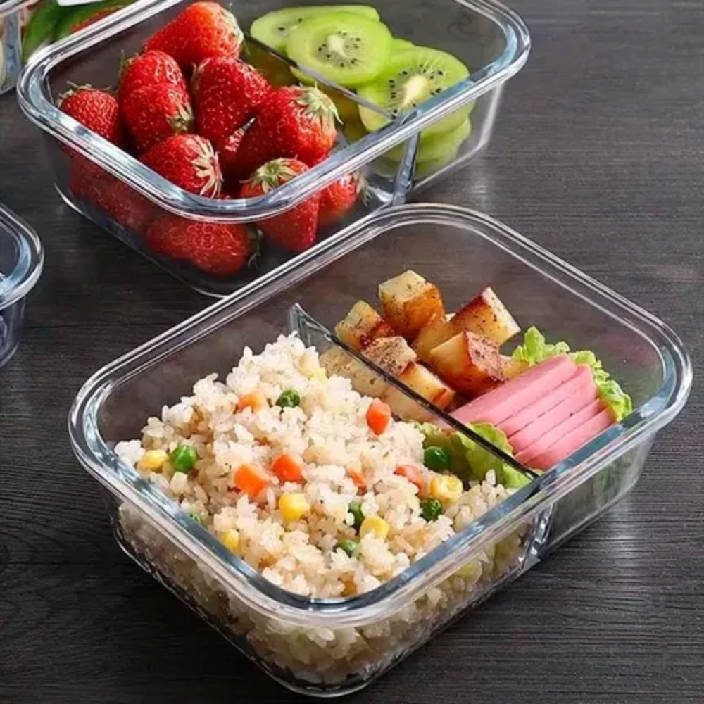 Pote Hermético Retangular Com Divisória - A Gourmet