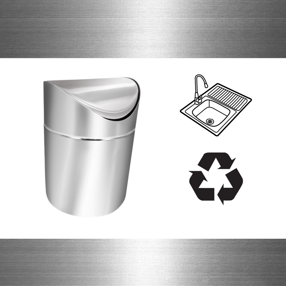 Lixeira de Pia em 2L Aço Inox KeHome