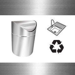 Lixeira de Pia em 2L Aço Inox KeHome