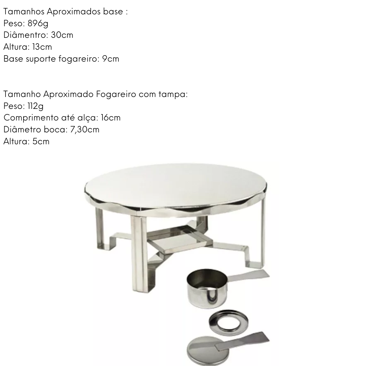 Rechaud de aço inox 30cm Alissan