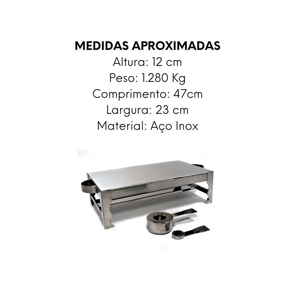 Rechaud Retangular Com Chapa Difusora e Alça Alissan