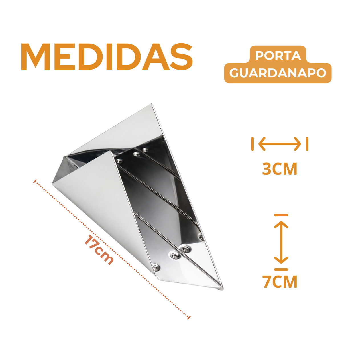 Porta Guardanapo Triangular em Aço Inox Alissan