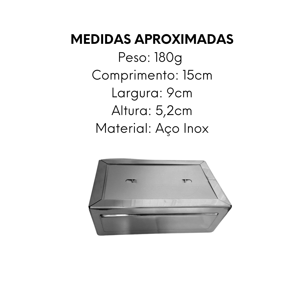 Porta Guardanapo Deitado em Aço Inox Alissan