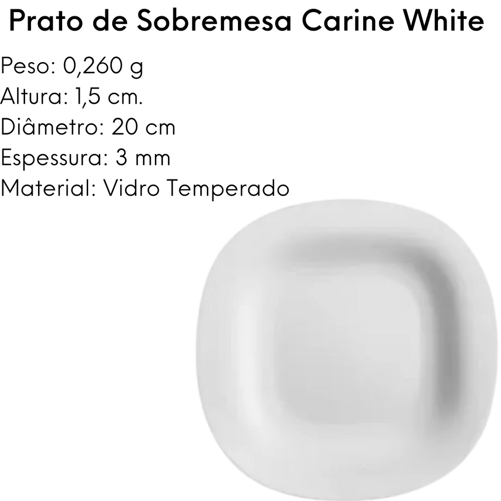 Prato Sobremesa Vidro Carine White Luminarc Day Home