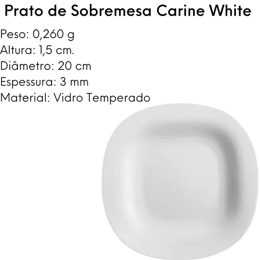 Prato Sobremesa Vidro Carine White Luminarc