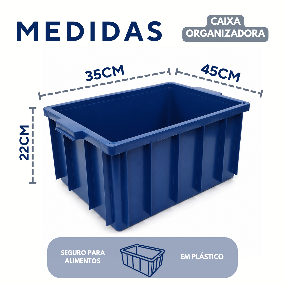 Caixa Organizadora Azul 26 Litros