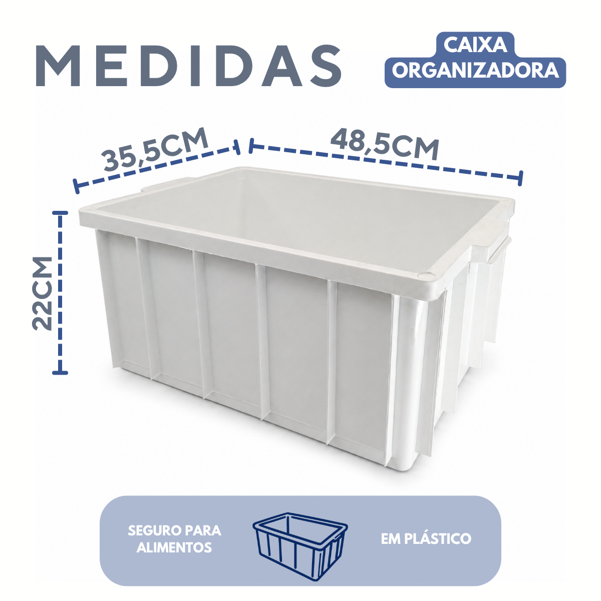 Caixa Organizadora Branca 26 Litros Com Tampa