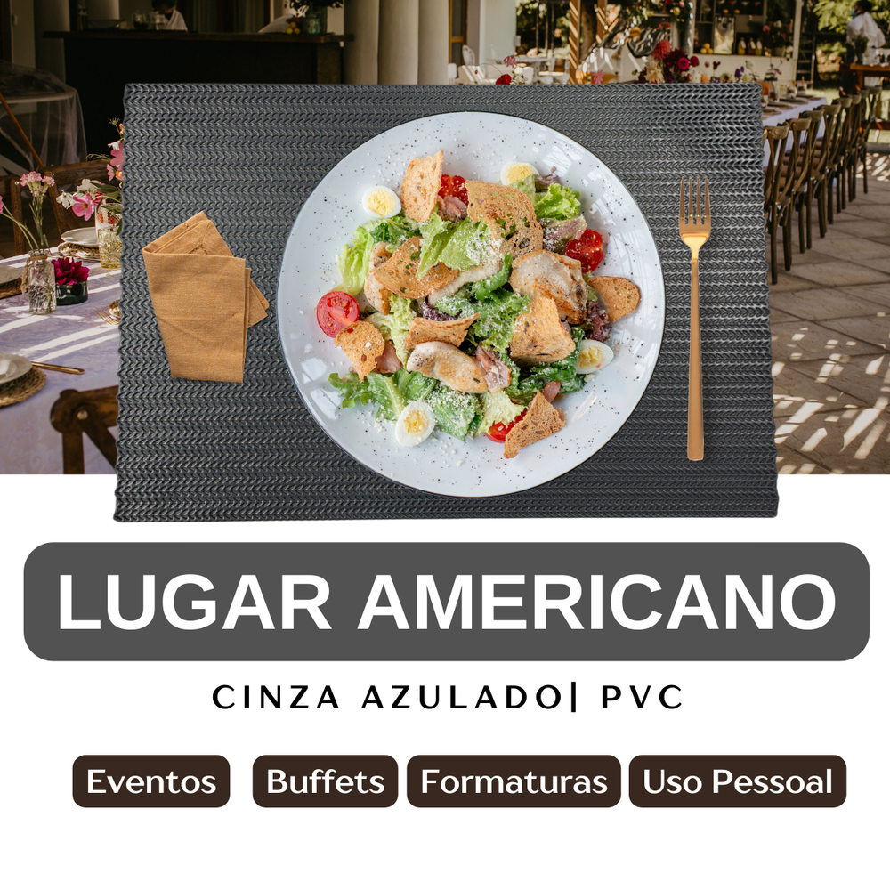 Jogo Americano Cinza Azulado de PVC - A Gourmet