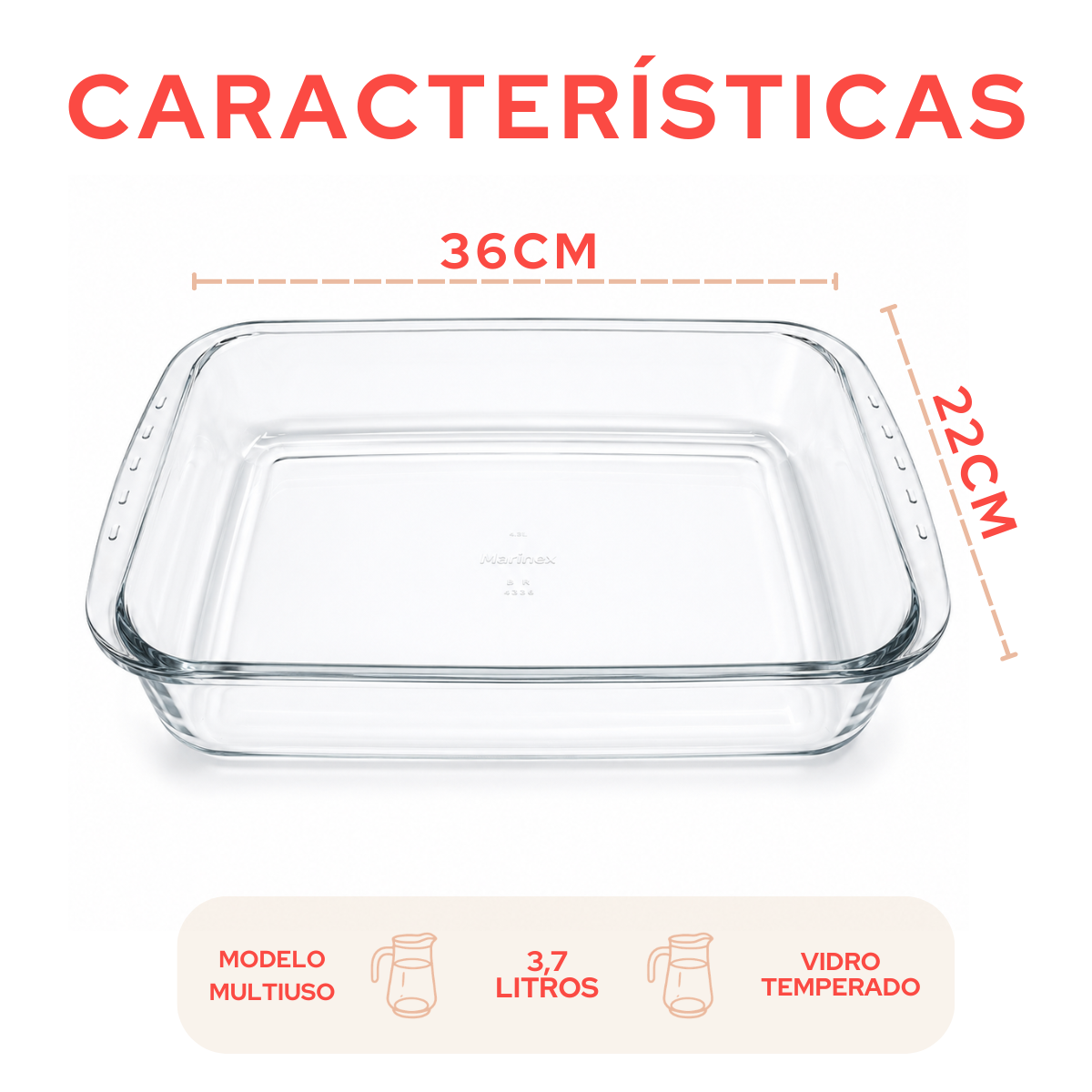 Lasanheira Marinex Vidro 3,7 Litros