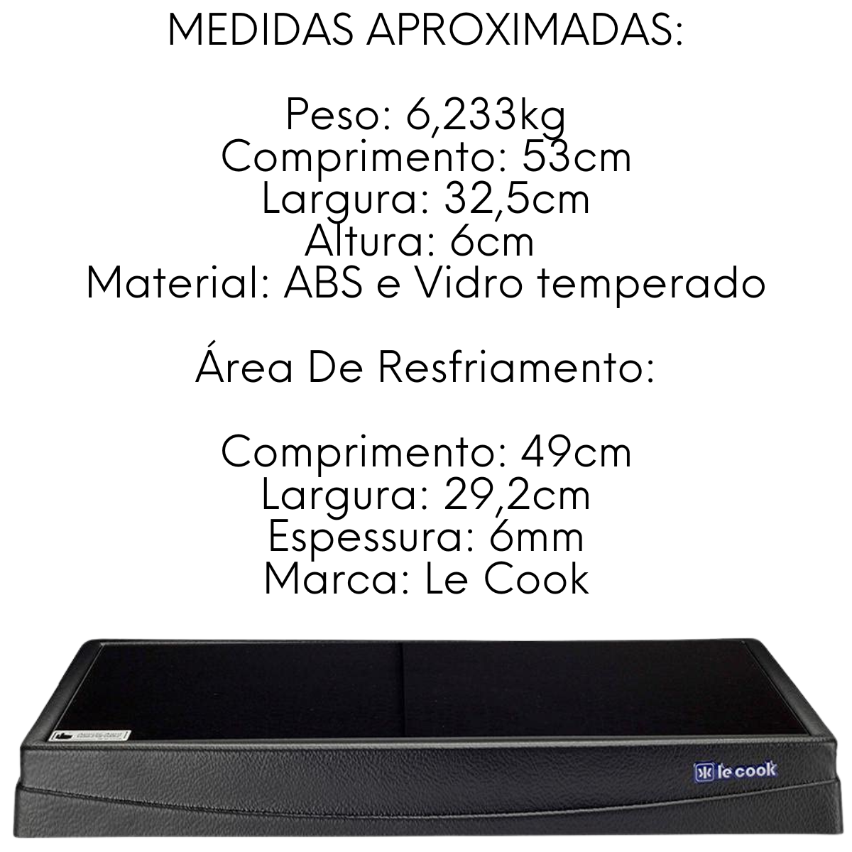 Mesa Térmica Fria Vidro Temperado Preto - A Gourmet