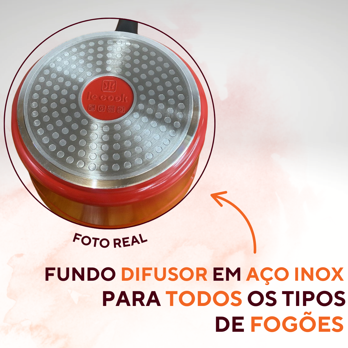 Panela Le cook 2L Degradê Revestimento Antiaderente Cerâmico
