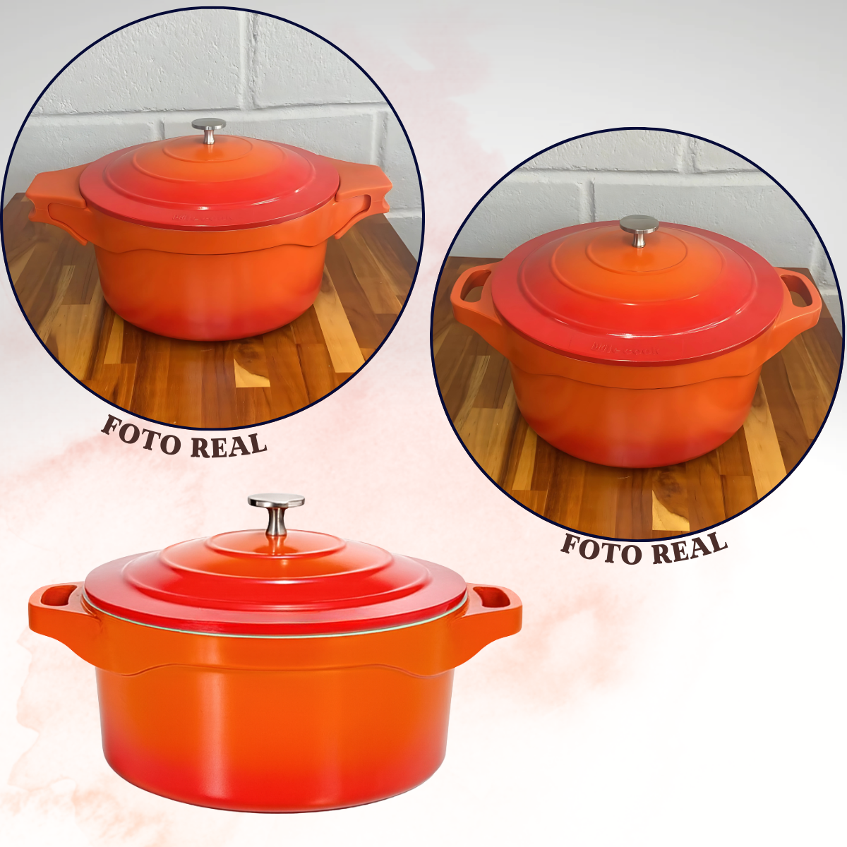 Panela Caçarola Cerâmica Antiaderente Laranja Le Cook 7,2l