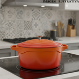Panela Caçarola Cerâmica Antiaderente Laranja Le Cook 7,2l