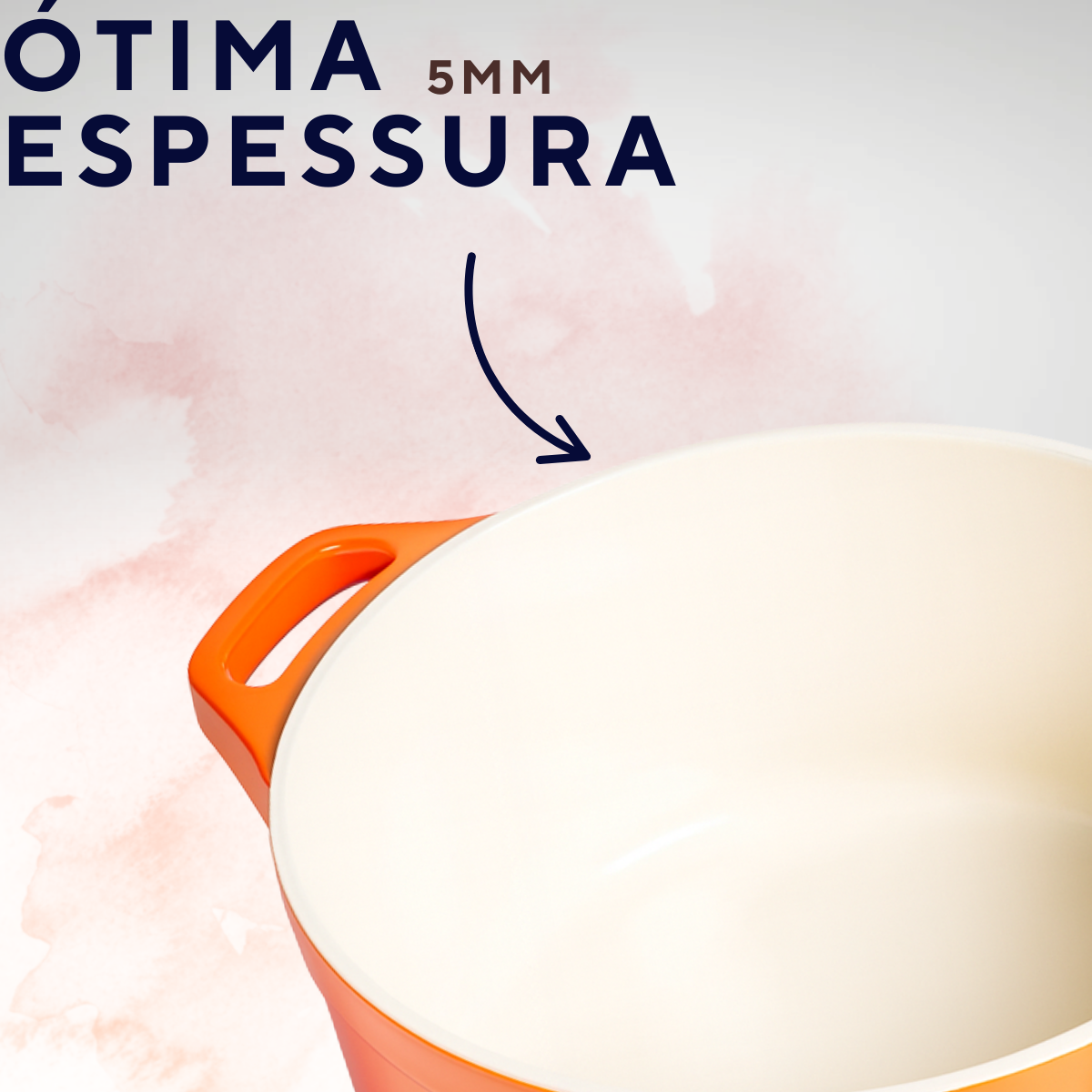 Panela Caçarola Cerâmica Antiaderente Laranja Le Cook 7,2l