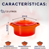 Panela Caçarola Cerâmica Antiaderente Laranja Le Cook 7,2l
