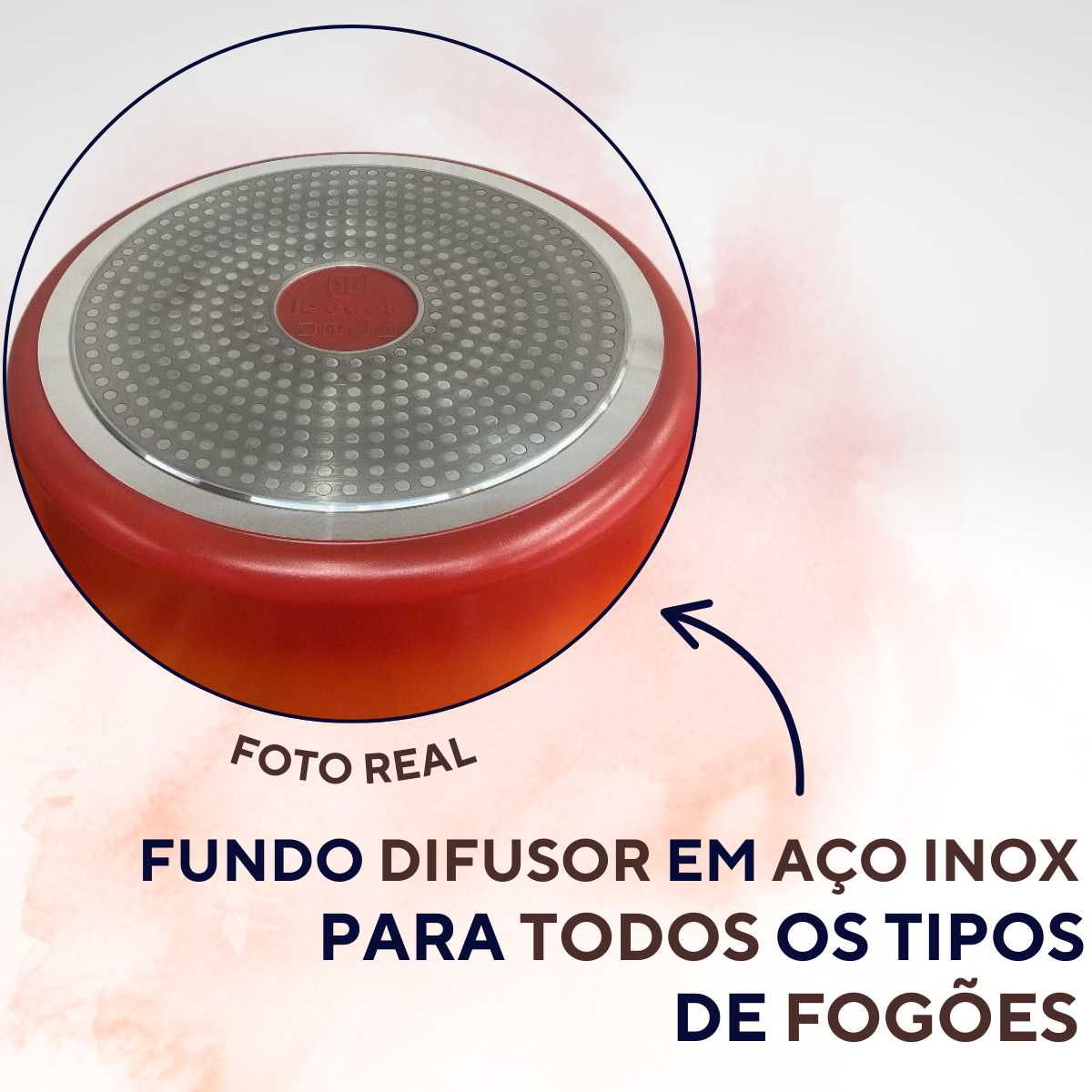 Panela Caçarola Cerâmica Antiaderente Laranja Le Cook 7,2l