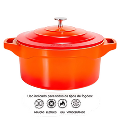 Panela Caçarola 32cm Cerâmica Antiaderente Laranja Le Cook