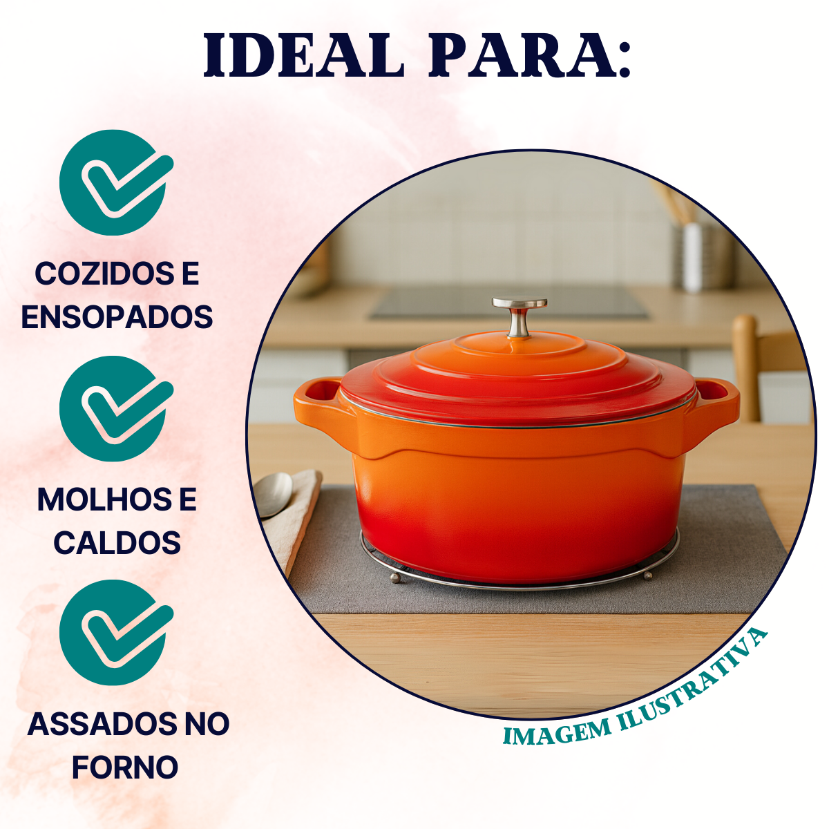 Panela Caçarola Cerâmica Antiaderente Laranja Le Cook 10,3l