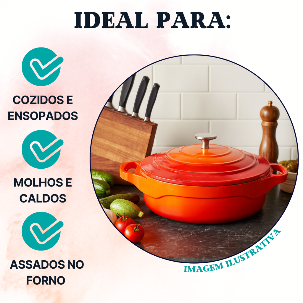 Caçarola Baixa Le Cook 2,4L Antiaderente Cerâmico