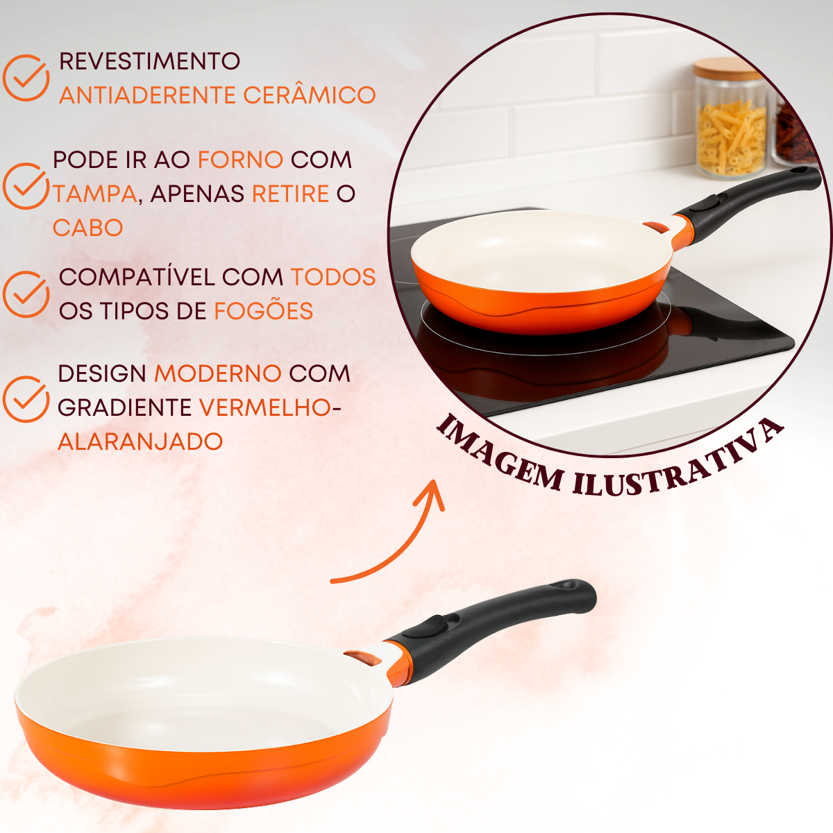 Frigideira Antiaderente Cerâmica 2,2l Le Cook