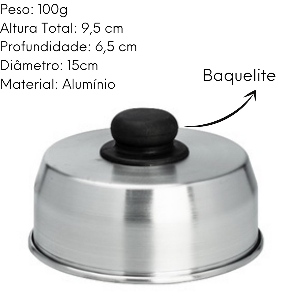 Abafador de Hambúrguer Alumínio Polido 15cm Lidermix