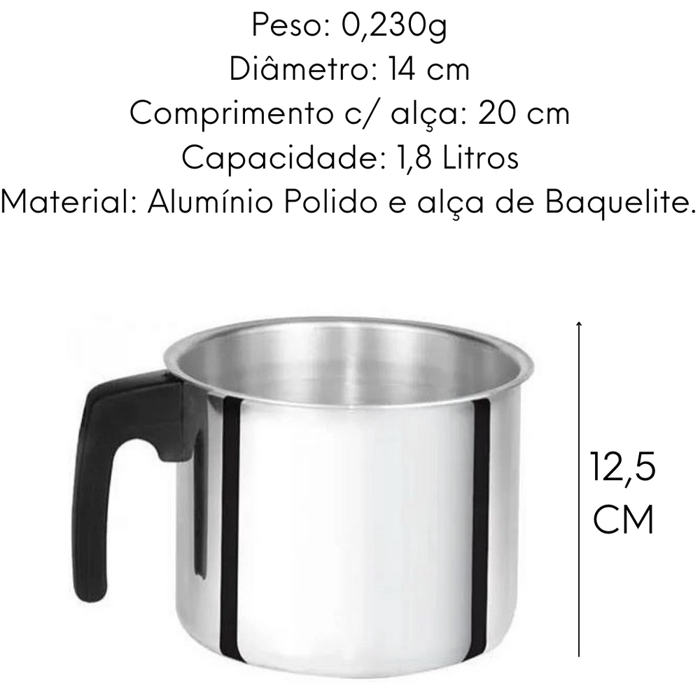 Canecão Extra Luxo N14 1,8L Aluminio Polido Lidermix