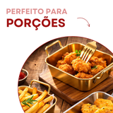 Mini Travessa Com Alça Servir Aço Inox Dourado