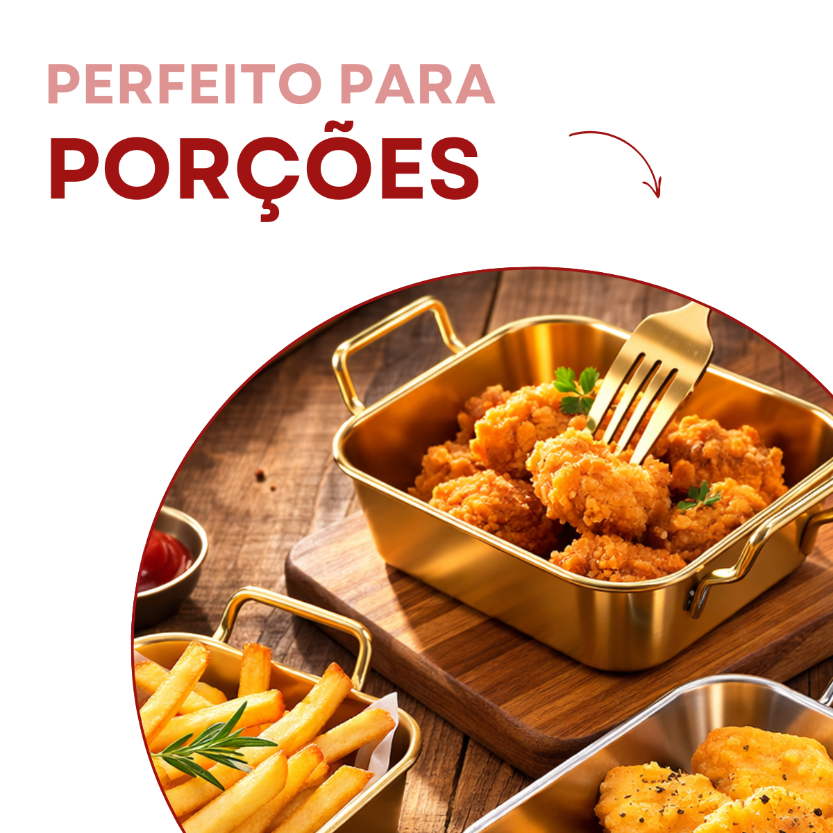 Mini Travessa Com Alça Servir Aço Inox Dourado