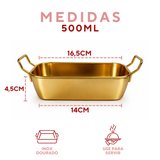 Travessa Servir Com Alça Inox Dourado