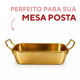 Travessa Servir Com Alça Inox Dourado