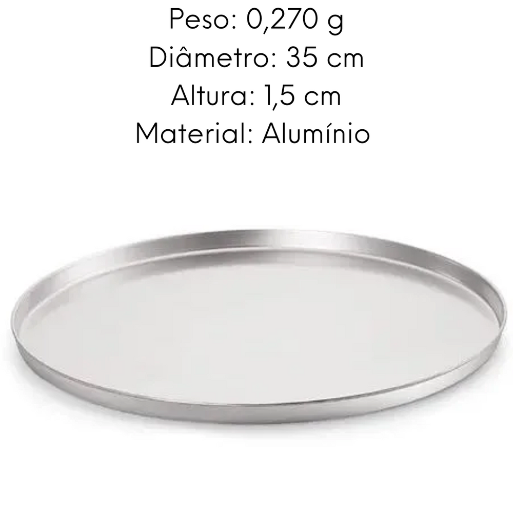 Forma de Pizza em Aluminio Polida 35cm Lidermix