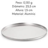 Forma de Pizza em Aluminio Polida 25cm Lidermix
