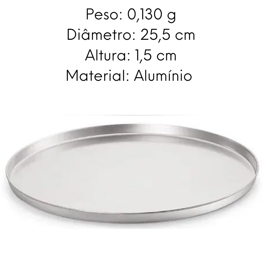Forma de Pizza em Aluminio Polida 25cm Lidermix