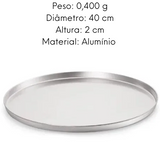 Forma de Pizza em Alumínio 40cm Polida Lidermix