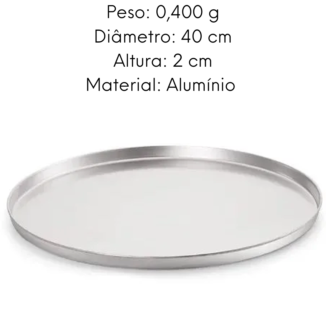 Forma de Pizza em Alumínio 40cm Polida Lidermix