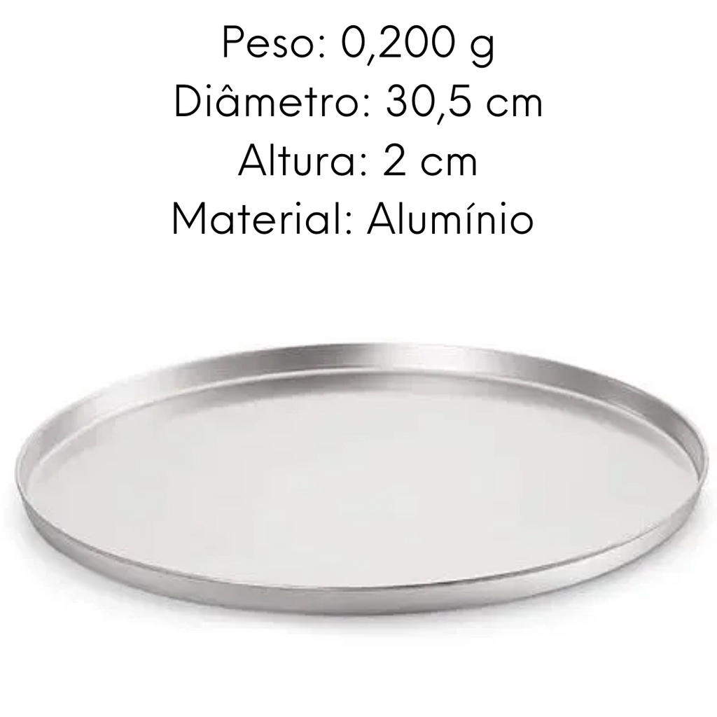 Forma de Pizza em Aluminio Polida 30 cm Lidermix