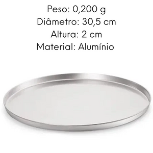 Forma de Pizza em Aluminio Polida 30 cm Lidermix