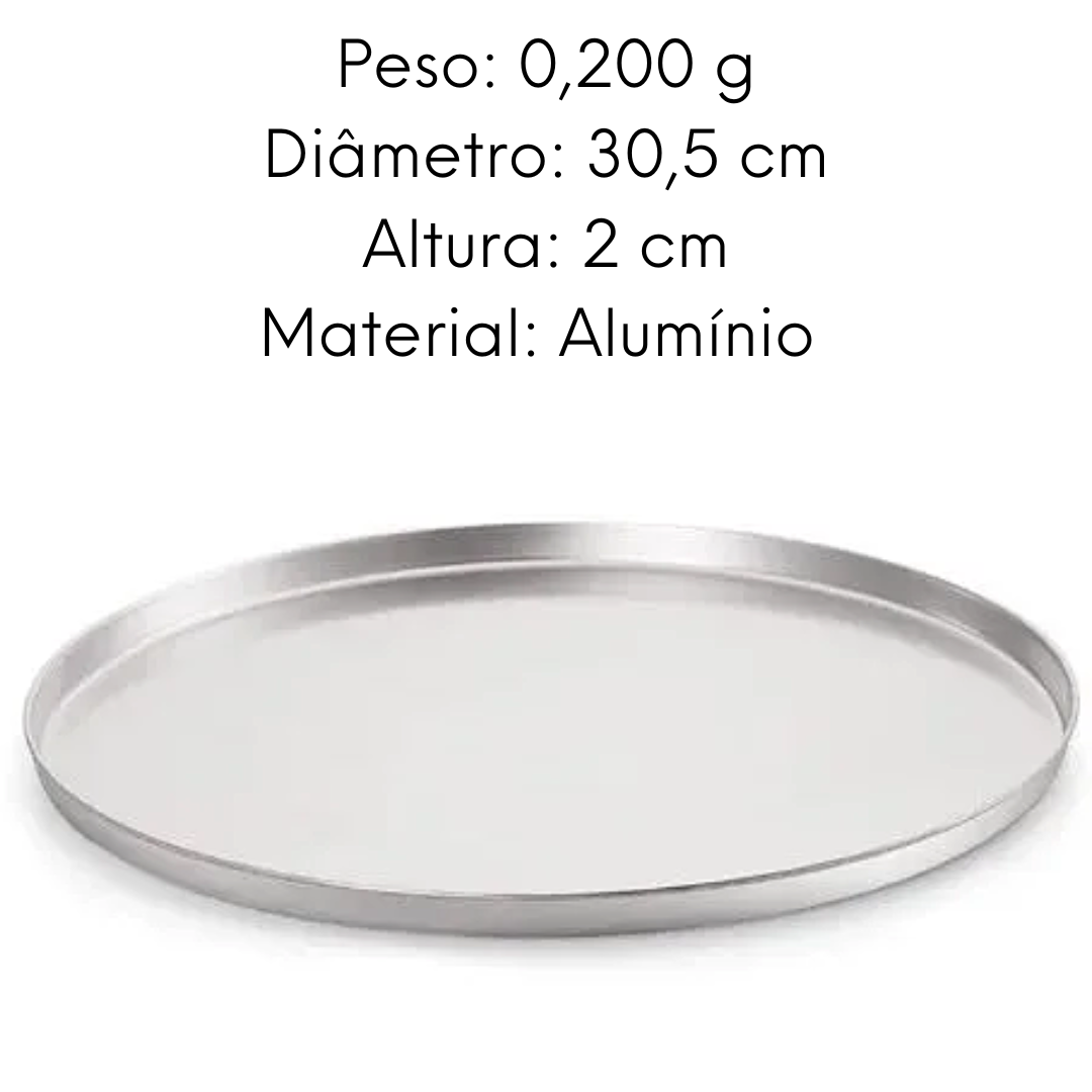 Forma de Pizza em Aluminio Polida 30 cm Lidermix