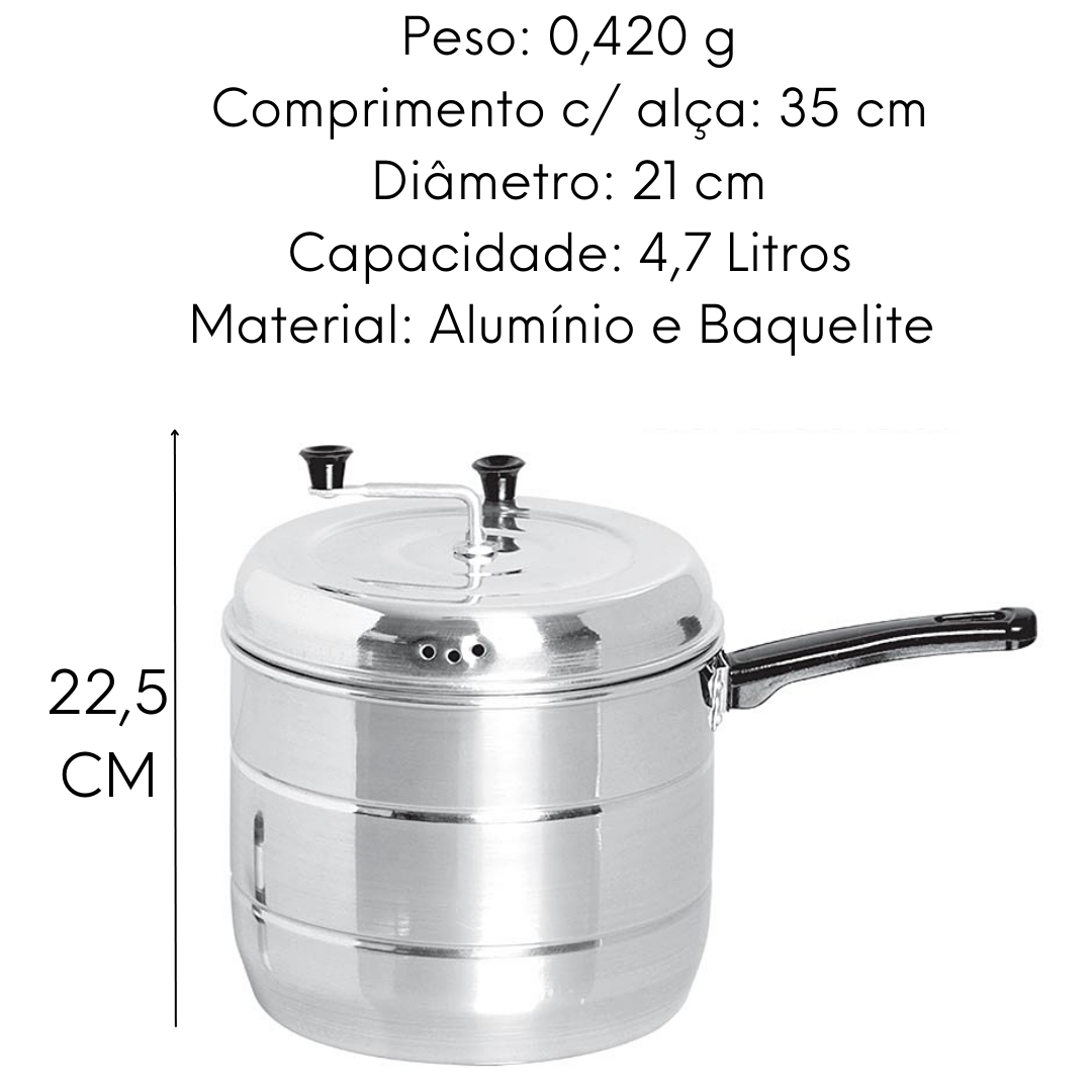 Panela Pipoqueira De Alumínio 4,7l Leve Lidermix