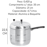 Panela Pipoqueira De Alumínio 4,7l Leve Lidermix