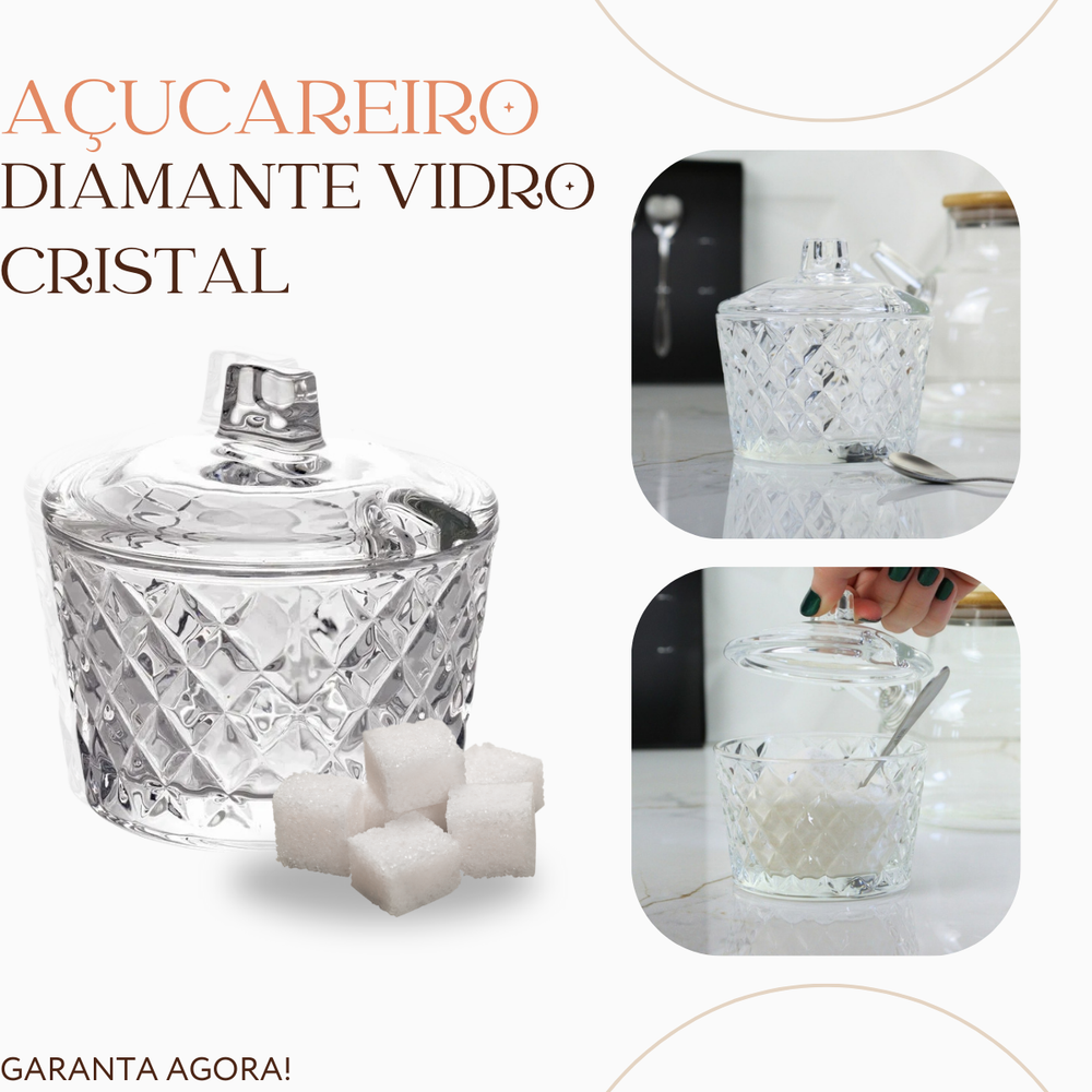 Açucareiro Diamante 250ml Vidro - A Gourmet