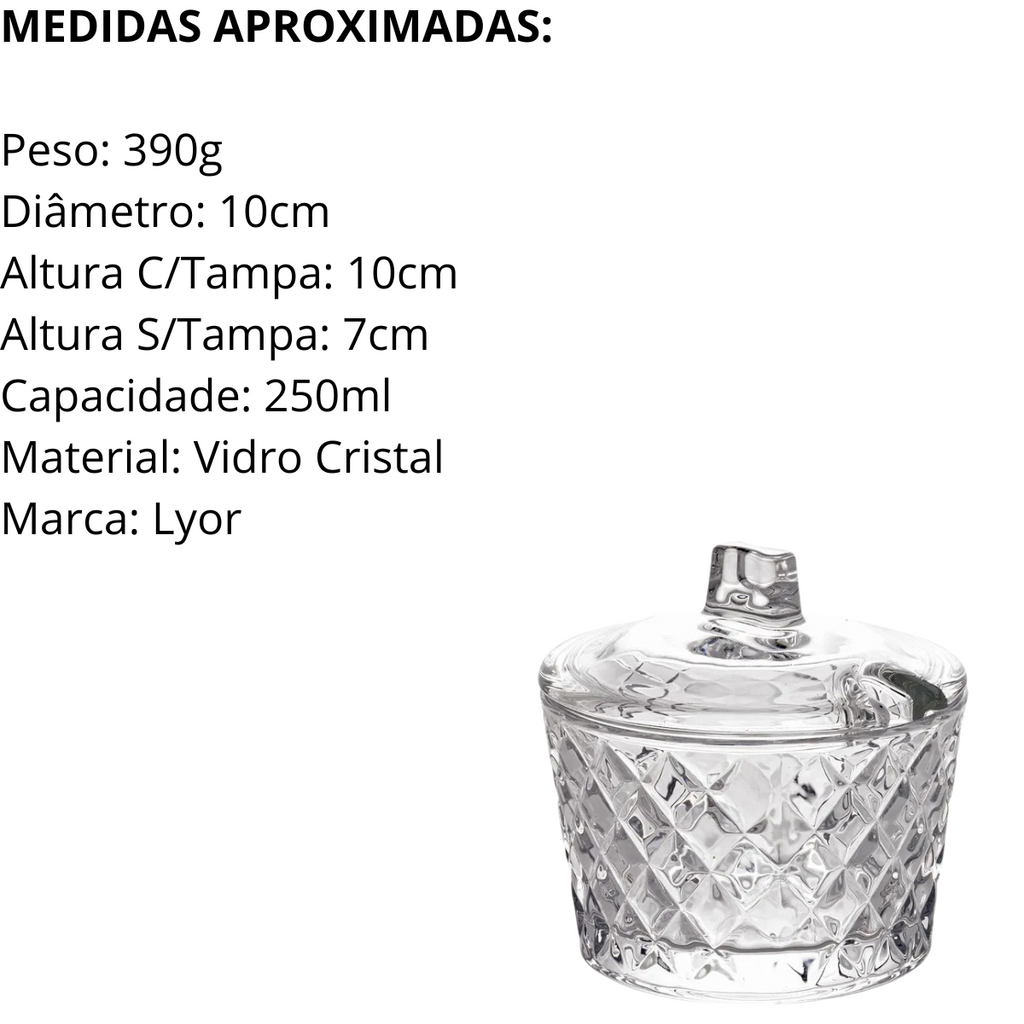 Açucareiro Diamante 250ml Vidro - A Gourmet