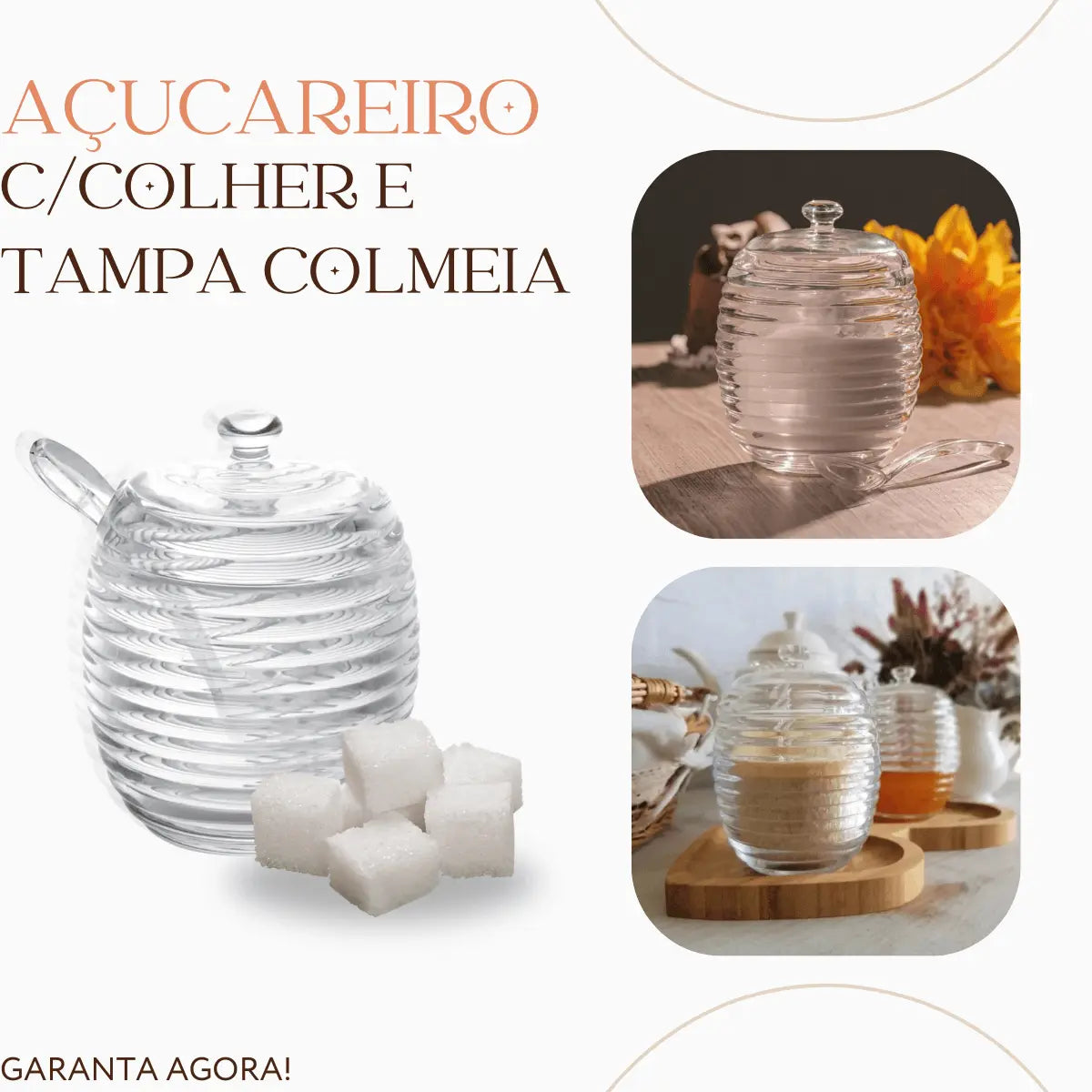 Açucareiro Colmeia C/Colher Vidro Lyor
