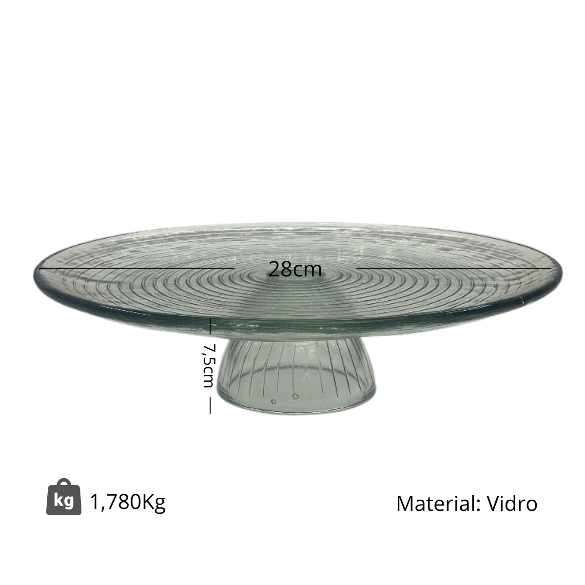 Boleira Ravena Base Cupula Vidro