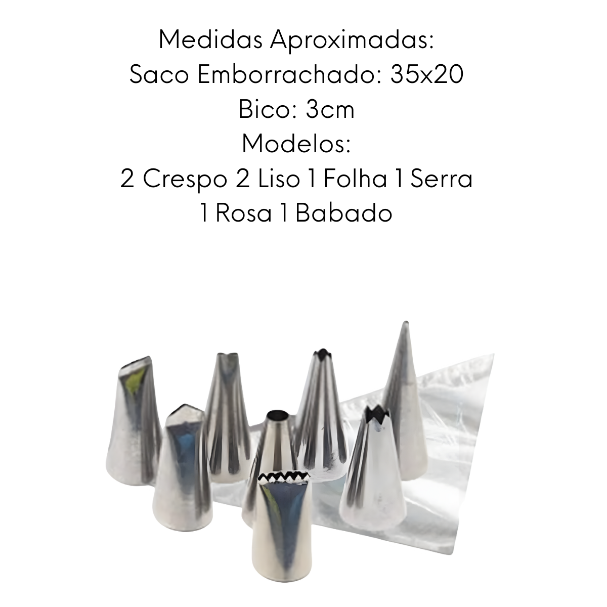 Saco Confeitar Emborrachado 8 Bicos